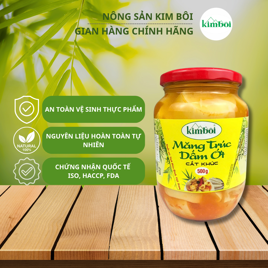 Măng trúc dấm ớt cắt khúc Kim Bôi 500g Măng trúc dấm ớt cắt khúc